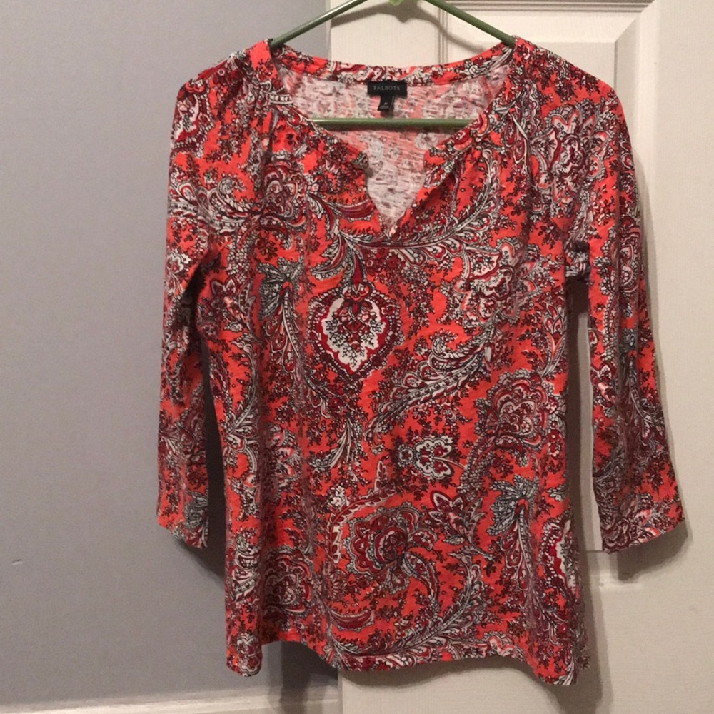Talbots  coral 3/4 sleeve top